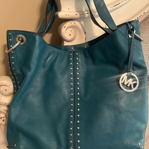 Michael Kors Teal Leather Tote Bag